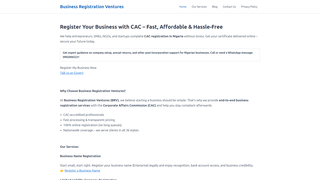 Thumbnail of businessregistrationventures.com