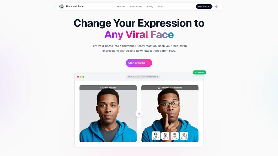 Screenshot of thumbnailface.app