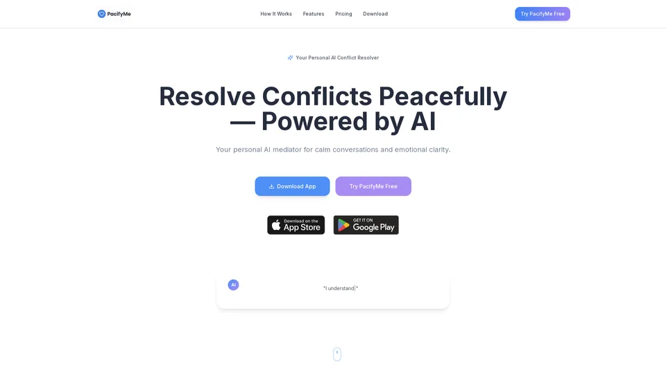 Screenshot of pacifyme.ai