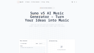Screenshot of suno-v5.com