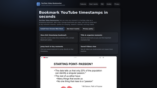Screenshot of youtubevideobookmarker.com
