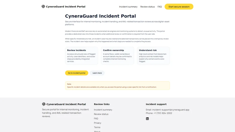 Screenshot of cyneraguard.app
