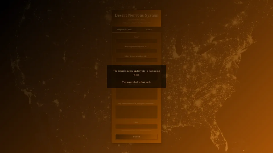 Screenshot of desertnervoussystem.com