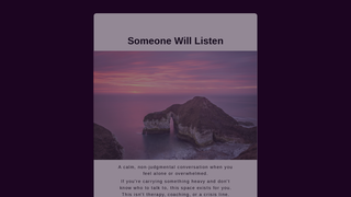 Screenshot of someonewilllisten.com