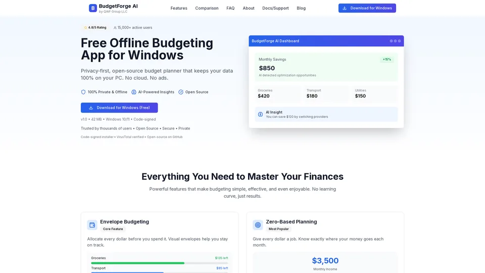Screenshot of budgetforge.ai