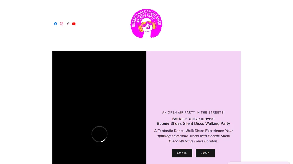 Screenshot of boogieshoessilentdiscowalkingtours.com