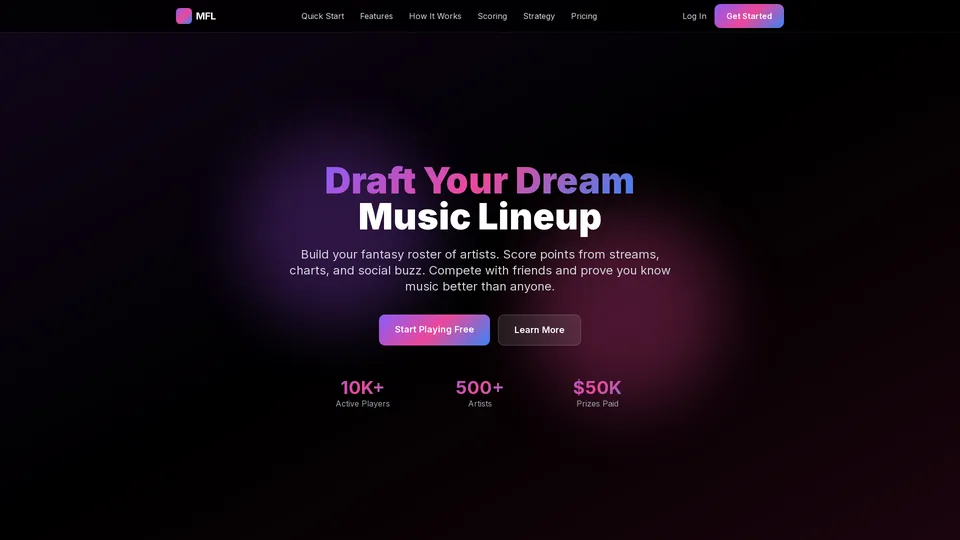 Screenshot of musicfantasyleagues.com