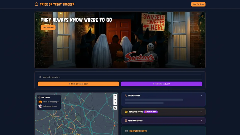 Screenshot of trickortreattracker.com