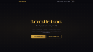 Screenshot of levelup-lore.com