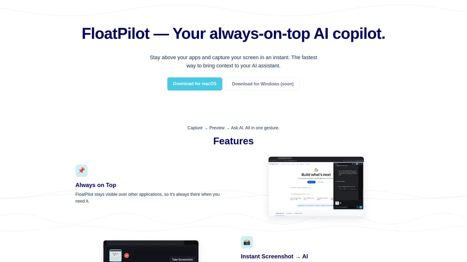 Screenshot of floatpilot.app