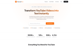 Screenshot of transcript-tube.com