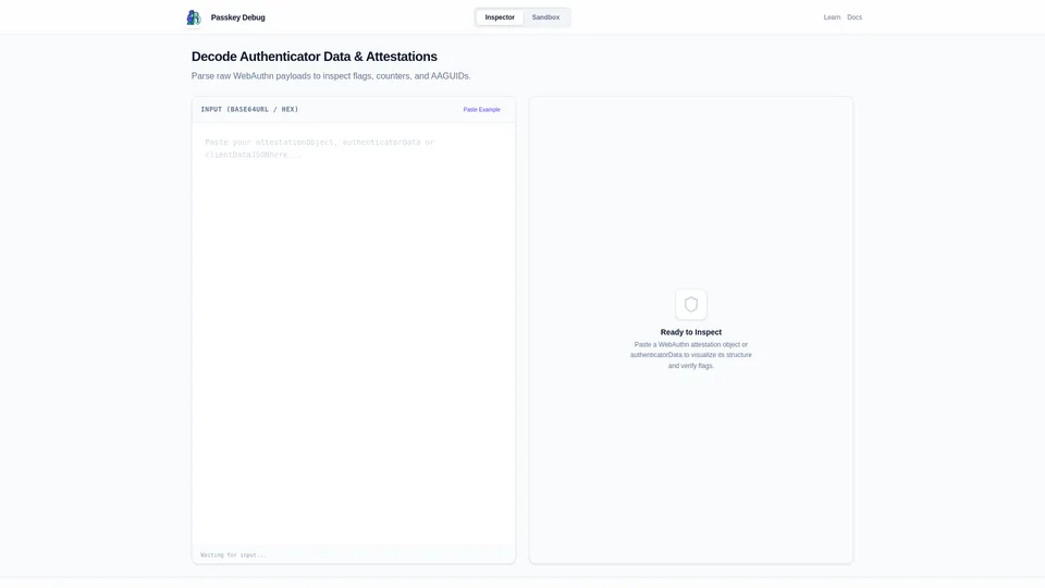 Screenshot of passkeydebug.com