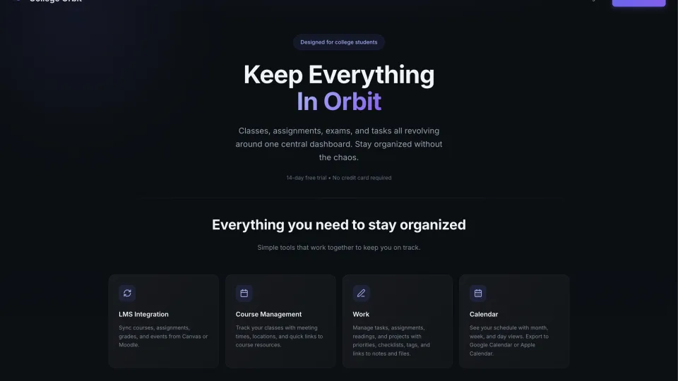 Screenshot of collegeorbit.app