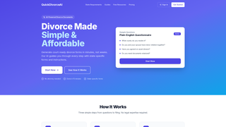Screenshot of quickdivorceai.com