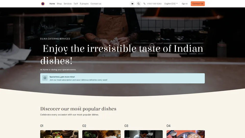 Screenshot of eilikacatering.ca