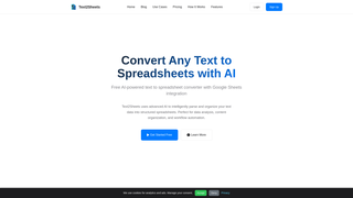 Thumbnail of text2sheets.com