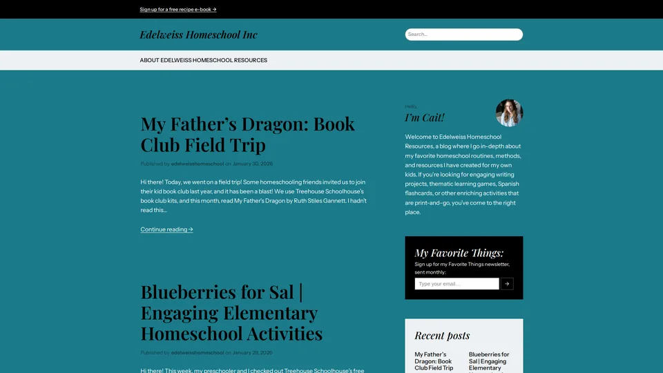 Screenshot of edelweisshomeschool.com