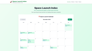 Screenshot of spacelaunchindex.com