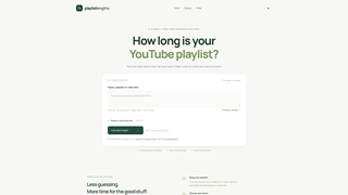 Screenshot of playlistlengths.com