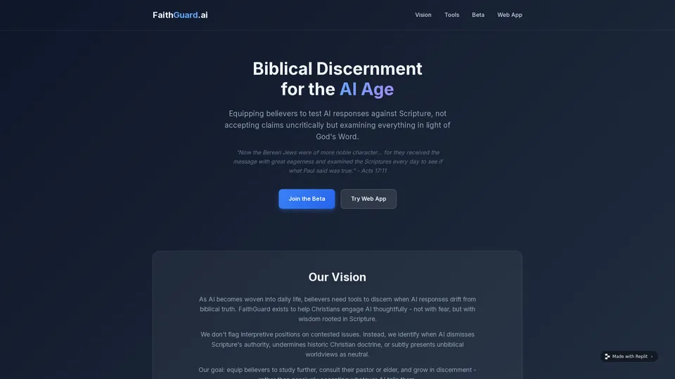 Screenshot of faithguard.ai