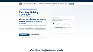Screenshot of fiduciaryliabilitycoverage.com
