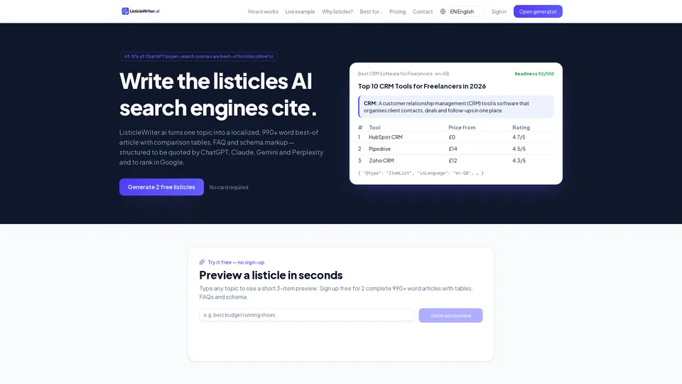 listiclewriter.ai screenshot 1