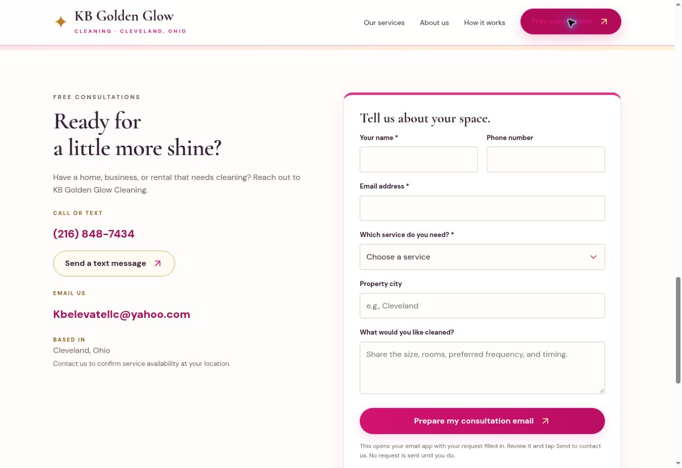 kbgoldenglowcleaning.com screenshot 5
