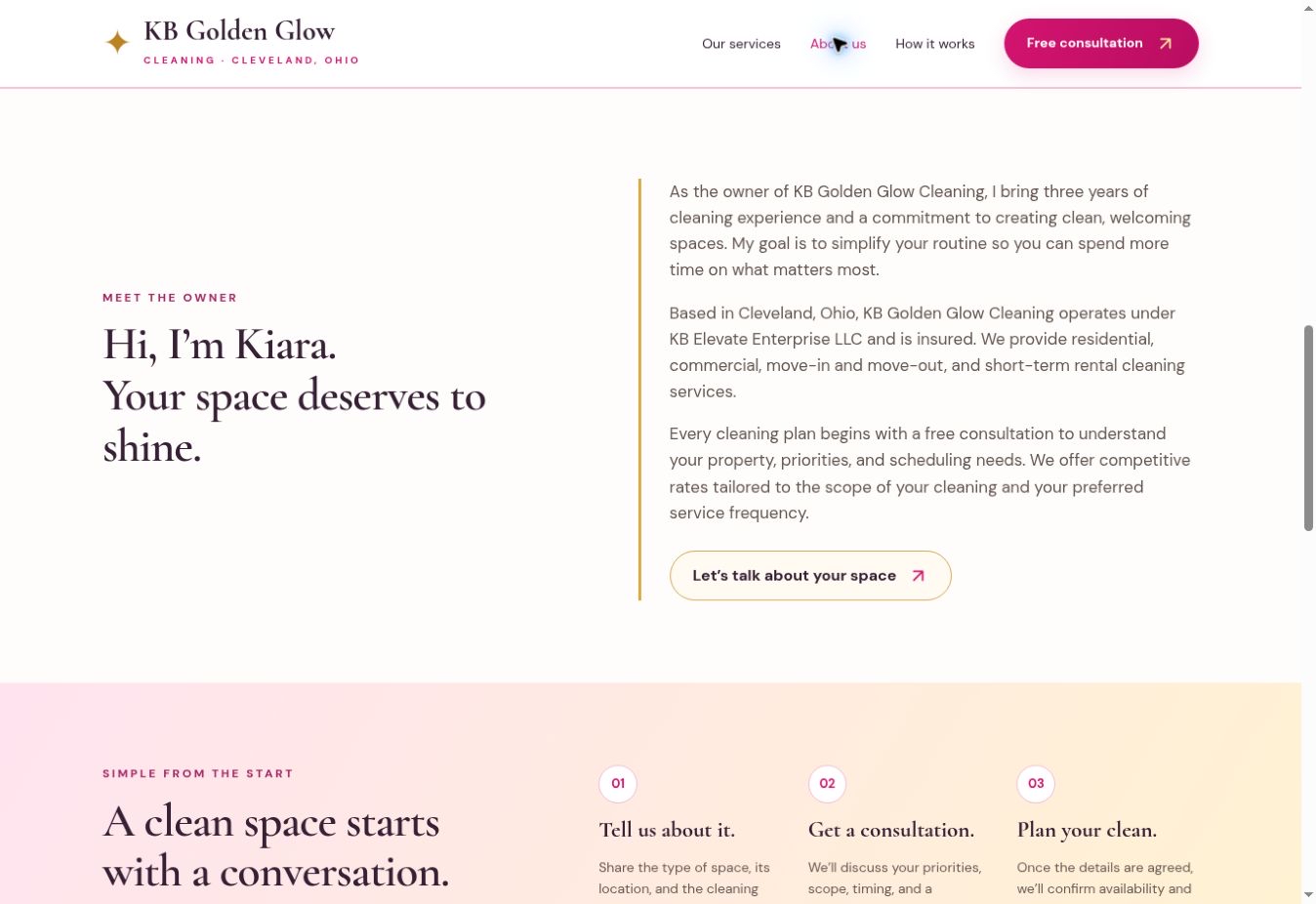 kbgoldenglowcleaning.com screenshot 4
