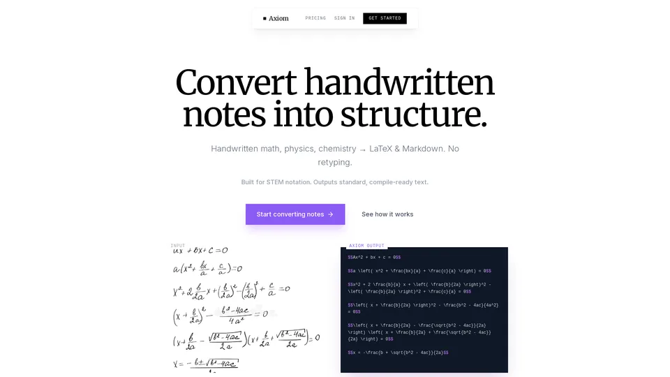 useaxiomnotes.com screenshot 1